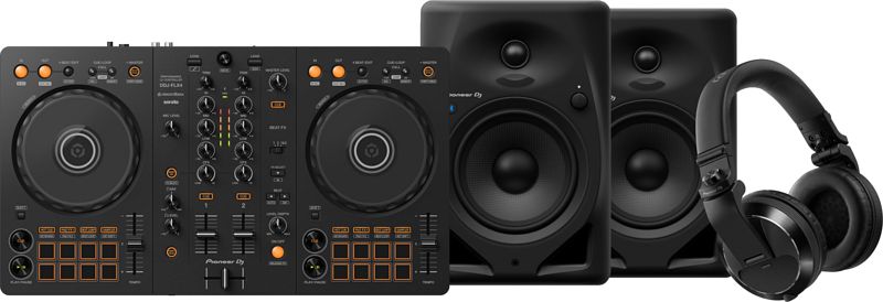 Foto van Pioneer dj ddj-flx4 + pioneer dj hdj-x7 zwart + pioneer dj dm-50d-bt zwart