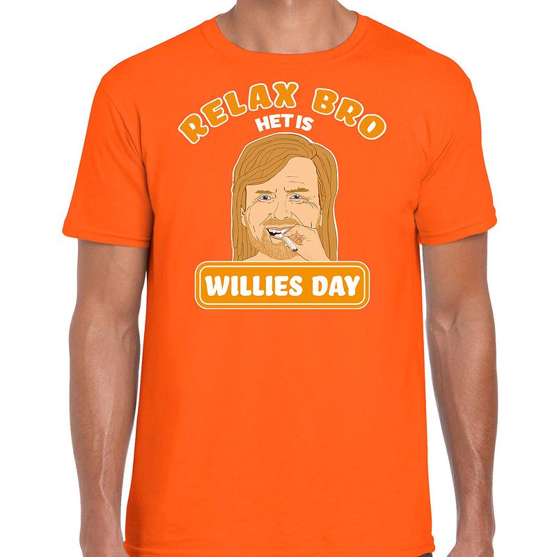 Foto van Oranje koningsdag t-shirt - relax het is willies day - joint - willem l - feestshirts