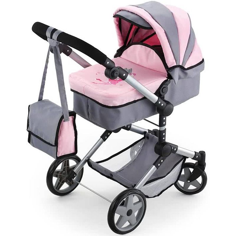 Foto van Bayer poppenwagen neo pro grijs/roze 72 cm