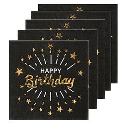 Foto van Verjaardag feest servetten happy birthday - 50x - goud - 33 x 33 cm - feestservetten