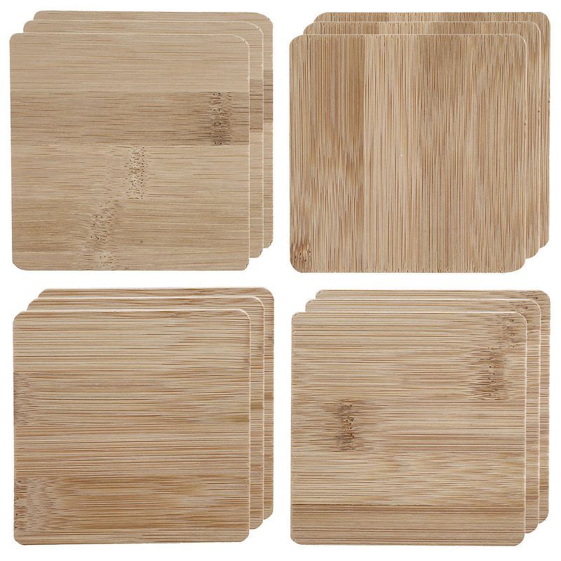 Foto van Cepewa onderzetters voor glazen - 12x stuks - bruin - bamboo hout - 10 x 10 cm - glazenonderzetters