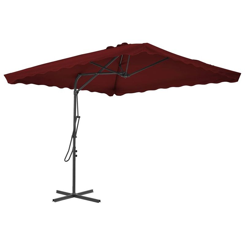 Foto van Vidaxl parasol met stalen paal 250x250x230 cm bordeauxrood