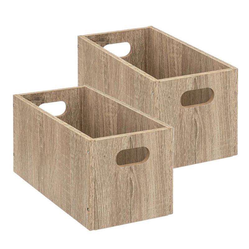 Foto van Set van 2x stuks opbergmand/kastmand 7 liter bruin/naturel van hout 31 x 15 x 15 cm - opbergmanden