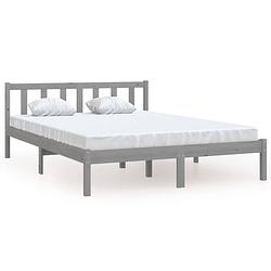 Foto van The living store bedframe massief grenenhout grijs 140x200 cm - bed