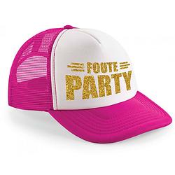 Foto van Foute party gouden letters snapback cap/ truckers petje roze voor dames en heren - verkleedhoofddeksels