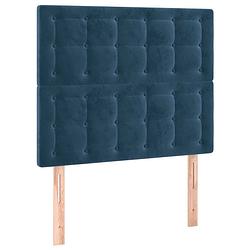 Foto van The living store hoofdeind - donkerblauw - 90 x 5 x 118/128 cm - fluweel - verstelbare hoogte - stevige poten -