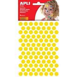 Foto van Apli kids stickers, cirkel diameter 10,5 mm, blister met 528 stuks, geel