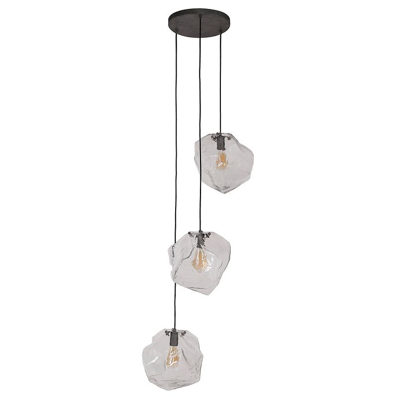 Foto van Hoyz - hanglamp rock clear - 3 lampen - getrapt - industrieel