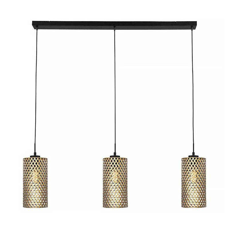 Foto van Freelight hanglamp cestino 3 lichts l 100 cm zwart - goud