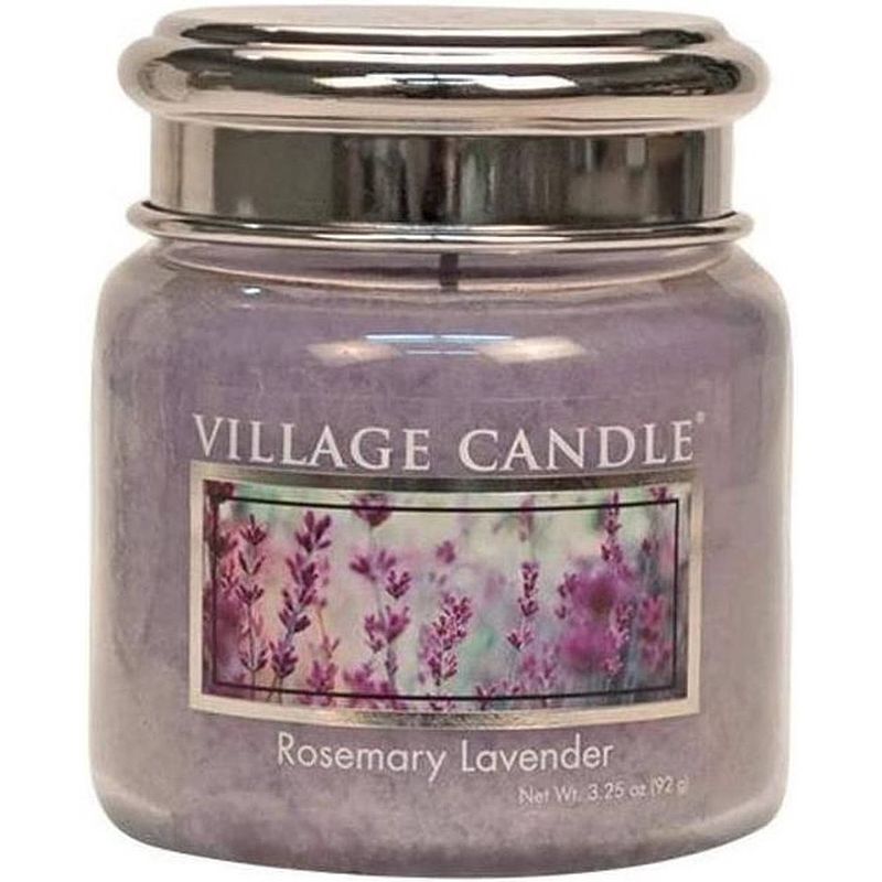 Foto van Village candle geurkaars rosemary lavender 7 cm wax/glas lila