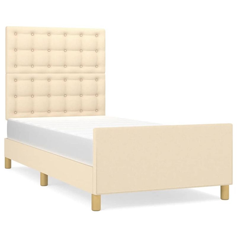 Foto van The living store bedframe - comfort - bedframes - 193 x 93 x 118/128 cm - crème