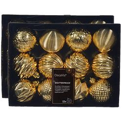 Foto van Decoris luxe kerstballen 24x - 6 cm - kunststof -goud - kerstbal