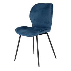 Foto van Hoyz - velvet stoel - kuip zitting - blauw - 4 stuks