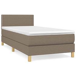 Foto van The living store boxspring met matras stof taupe 90x190 cm - bed