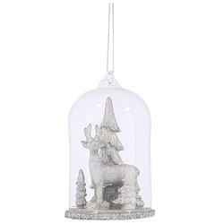 Foto van House of seasons kerstboomhanger stolp met hert 7 x 11 cm zilver