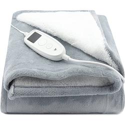 Foto van Elektrische deken - elektrische bovendeken - xl formaat (180x130 cm) - 26 warmtestanden - kleur: grijs