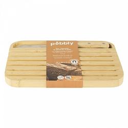 Foto van Pebbly - broodplank met broodmes, bamboe, 29 x 20 cm - pebbly