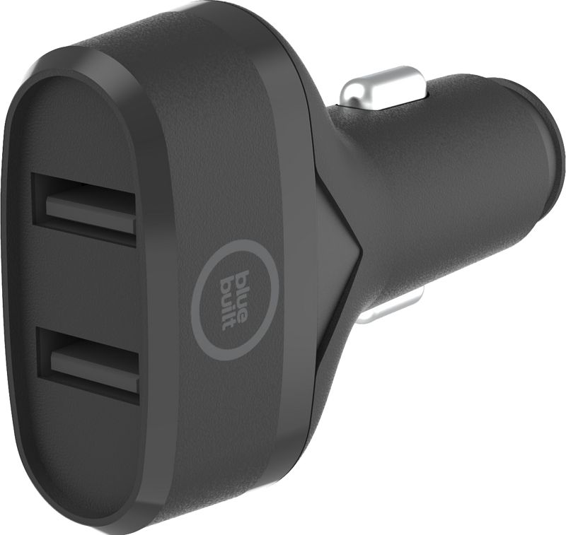 Foto van Bluebuilt autolader met 2 usb a poorten 12w zwart