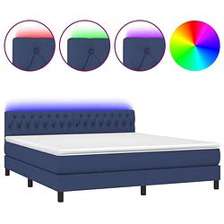 Foto van The living store boxspring led - blauw - 180x200 - pocketvering matras - huidvriendelijk topmatras - kleurrijke