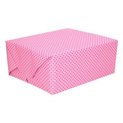 Foto van 2x inpakpapier/cadeaupapier roze met stippen 200 x 70 cm rollen - cadeaupapier