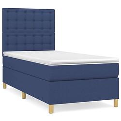 Foto van The living store boxspring met matras stof blauw 90x190 cm - bed