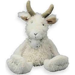 Foto van Inware pluche geit knuffeldier - wit - zittend - 23 cm - knuffel boederijdieren