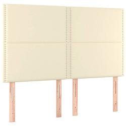 Foto van The living store hoofdbord - classic - crème - 144 x 5 x 118/128 cm - kunstleer - houten poten