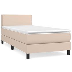 Foto van The living store boxspringbed - slaapkamermeubels - 203 x 100 x 78/88 cm - cappuccino - kunstleer - inclusief matras en