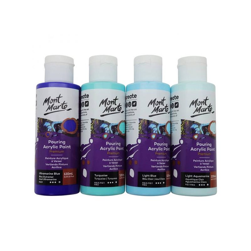 Foto van Mont marte® pouring paint marina - set van 4 giet acryl verf 120ml