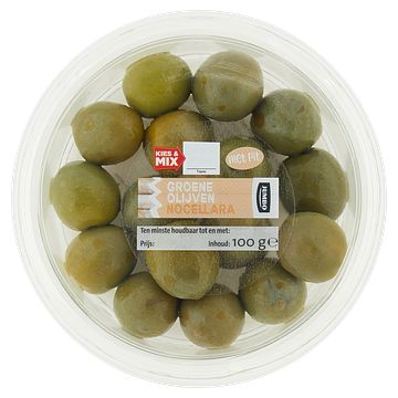 Foto van 3 voor € 6,00 | jumbo groene olijven nocellara 100g aanbieding bij jumbo