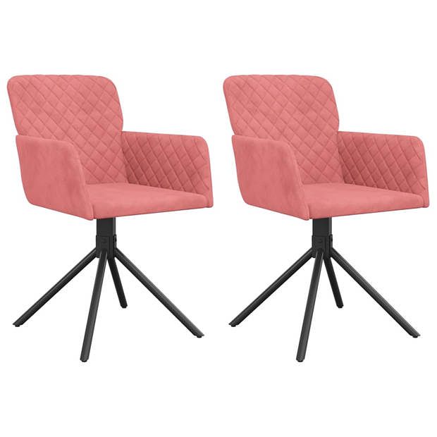 Foto van Vidaxl eetkamerstoelen draaibaar 2 st fluweel roze