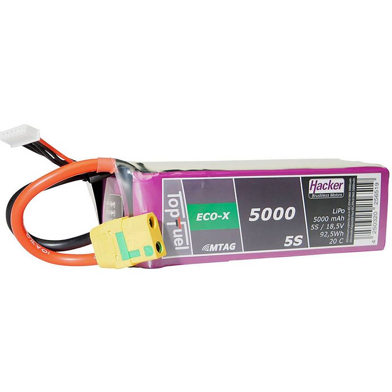 Foto van Hacker lipo accupack 18.5 v 5000 mah aantal cellen: 5 20 c softcase xt90