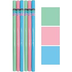 Foto van Inpakpapier cadeaupapier - 6 rollen - pastel blauw, groen, roze - 2 meter x 70 cm