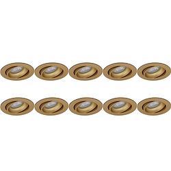 Foto van Spot armatuur 10 pack - pragmi delton pro - gu10 fitting - inbouw rond - mat goud - aluminium - kantelbaar - ø82mm