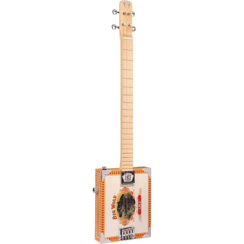 Foto van Lace cigar box guitar big wolf 4-string 4-snarige elektrische gitaar