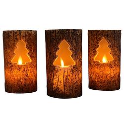 Foto van O'sdaddy led kaarsen met bewegende vlam - 3x 15cm 8d - met timer - kerstboom
