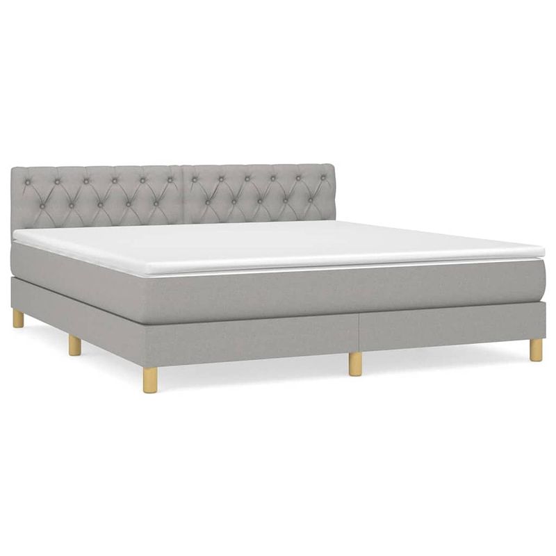 Foto van The living store boxspringbed - comfort - bed - 203 x 160 x 78/88 cm - lichtgrijs