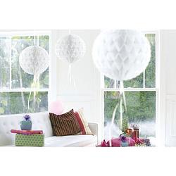 Foto van 3 stuks decoratie ballen wit 30 cm - hangdecoratie