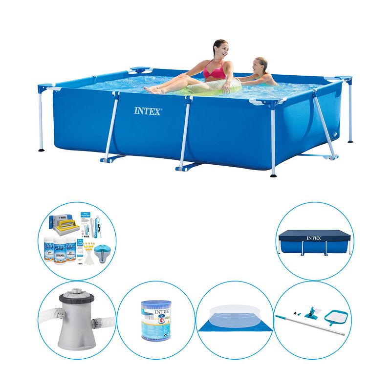 Foto van Intex frame pool rechthoekig 220x150x60 cm - zwembad combi deal