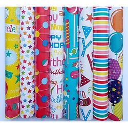 Foto van Assortiment 5 rollen luxe cadeaupapier inpakpapier voor kinderen en volwassenen party - 200 x 70 cm