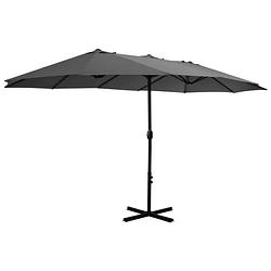 Foto van The living store tuinparasol antraciet - 460x270x246 cm - uv-beschermend polyester - stevige kruisvoet - aluminium paal