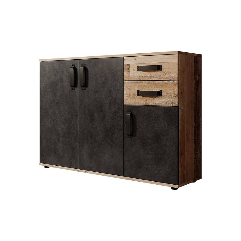 Foto van Meubella dressoir montreal - grijs - old wood - 120 cm