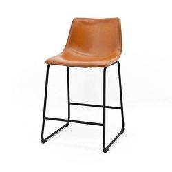 Foto van Giga meubel barstoel kunstleer - cognac - zithoogte 65cm - stoel logan