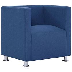 Foto van The living store kubus fauteuil - blauw 69x54x71cm - polyester bekleding