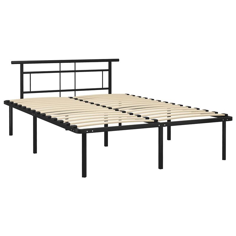 Foto van The living store metalen bedframe - 140 x 200 cm - zwart - gepoedercoat metaal