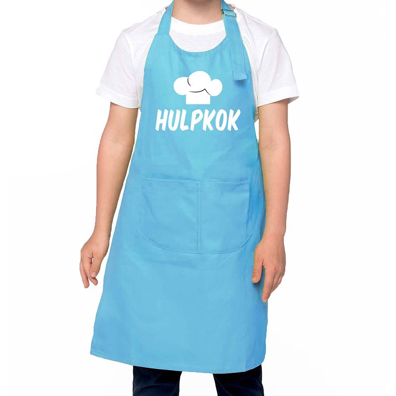 Foto van Hulpkok keukenschort kinderen/ kinder schort blauw voor jongens en meisjes - feestschorten