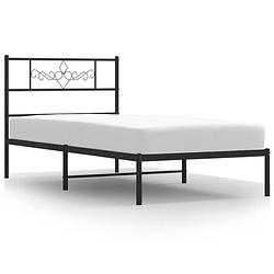 Foto van Vidaxl bedframe met hoofdbord metaal zwart 90x190 cm