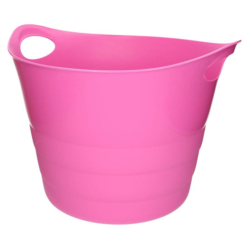 Foto van Flexibele emmer - roze - 43 liter - kunststof - 45 x 38 cm - wasmanden