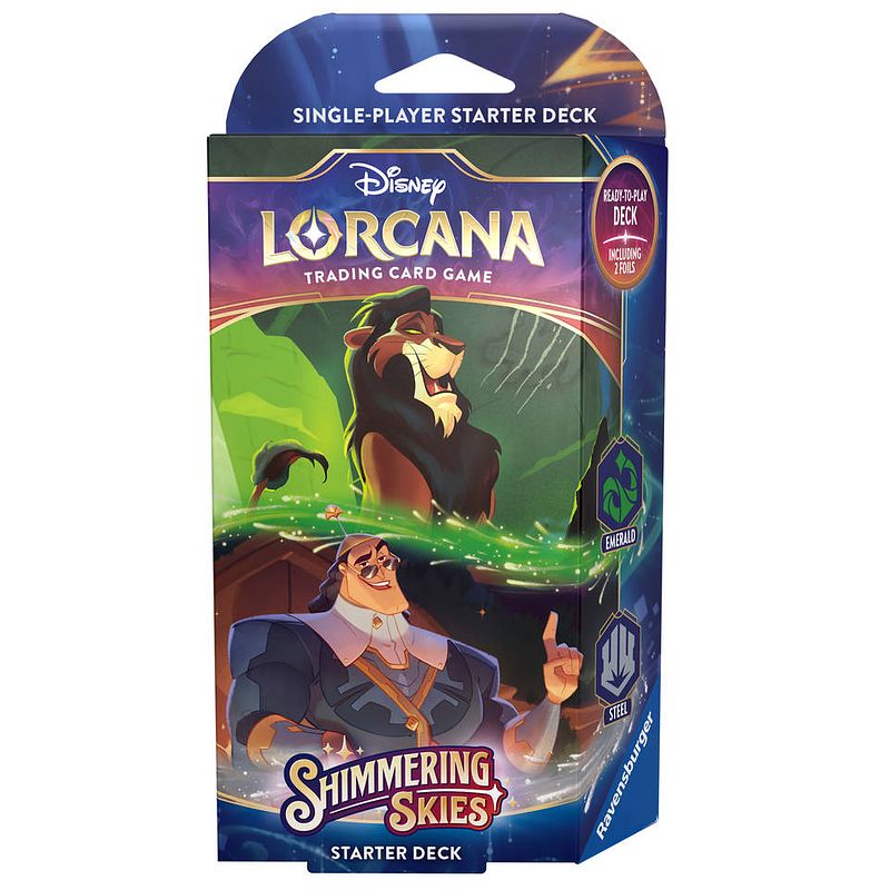 Foto van Disney lorcana tcg shimmering skies starter deck scar kronk