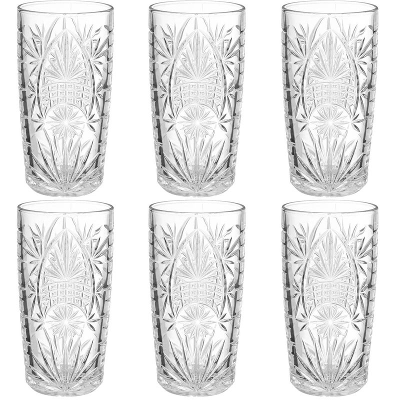 Foto van Set van 6x stuks longdrink glazen ayla 350 ml van glas - longdrinkglazen